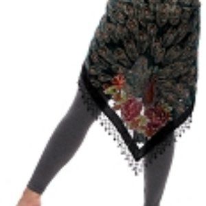 Beautiful Black Beaded Peacock Hip Scarf Shawl